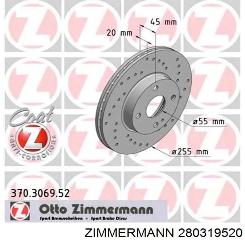 Disco do freio dianteiro Zimmermann 280319520 preço, a partir de 85,53 USD