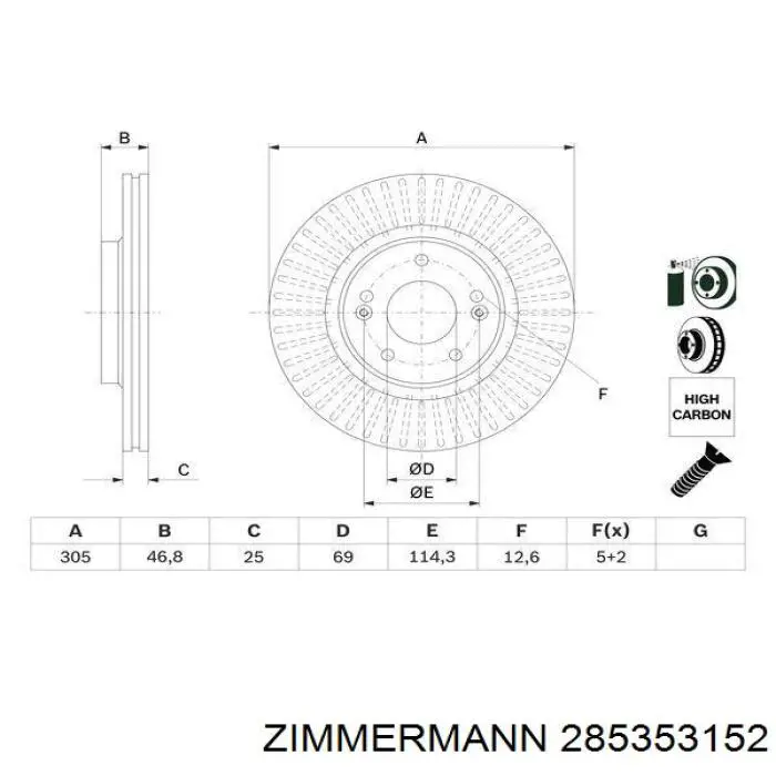 Disco do freio dianteiro Zimmermann 285353152 preço, a partir de 61,10 USD