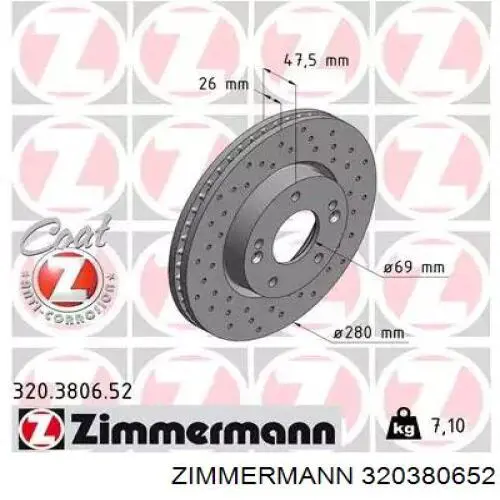 Disco do freio dianteiro Zimmermann 320380652 preço, a partir de 80,02 USD