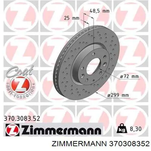 Compre 370308352 Zimmermann Disco do freio dianteiro