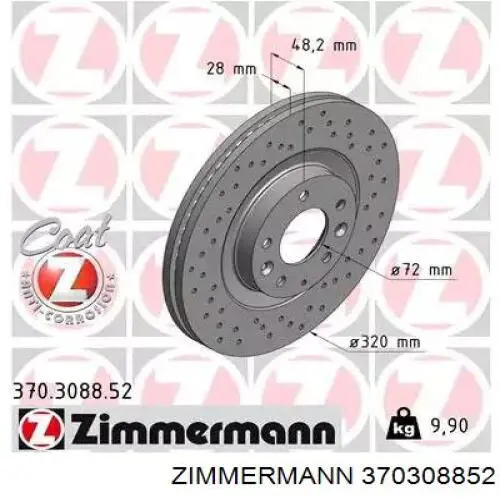 Disco do freio dianteiro Zimmermann 370308852 preço, a partir de 109,77 USD