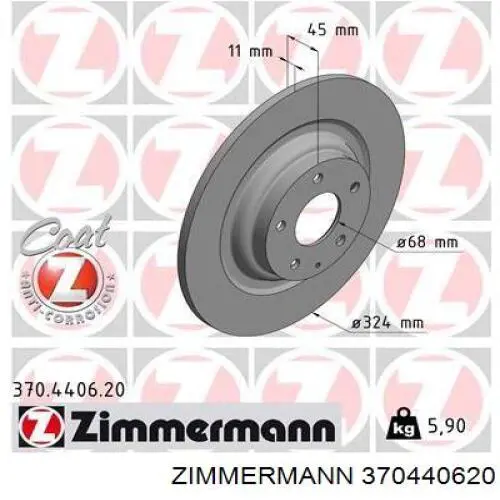 370440620 Zimmermann Disco do freio traseiro