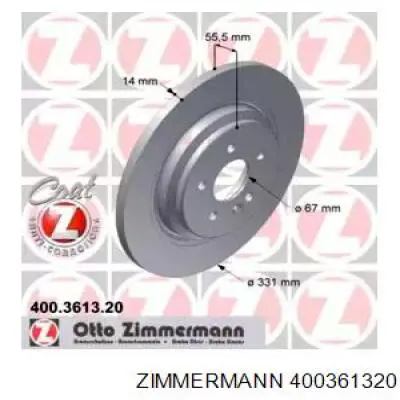 Disco do freio traseiro Zimmermann 400361320 preço, a partir de 57,78 USD