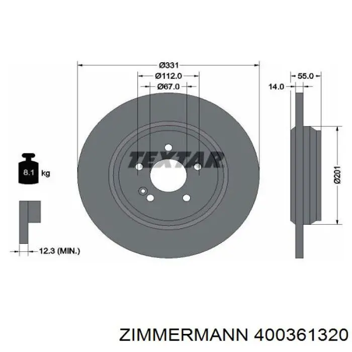 Compre 400361320 Zimmermann Disco do freio traseiro