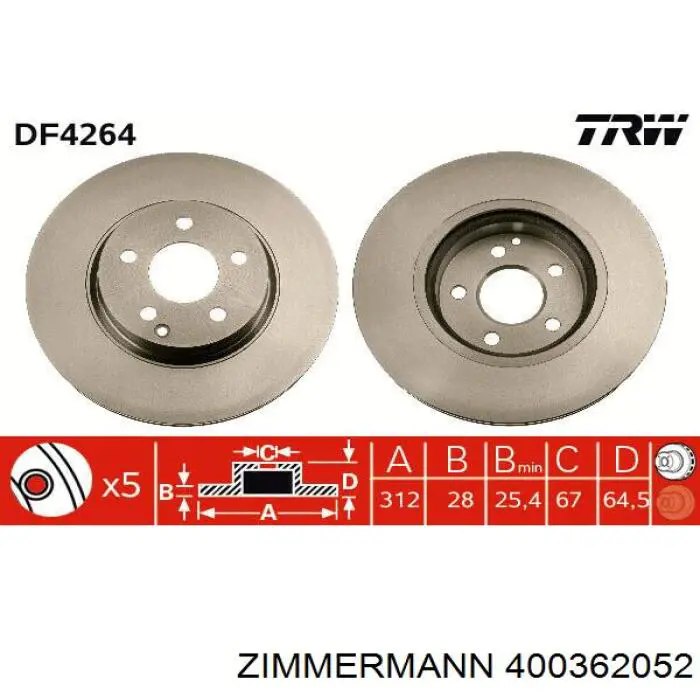 Compre 400362052 Zimmermann Disco do freio dianteiro