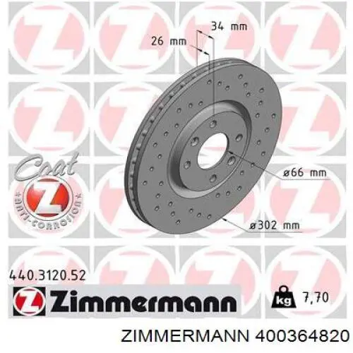 Compre 400364820 Zimmermann Disco do freio dianteiro