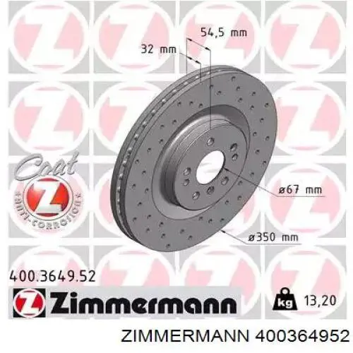 Disco do freio dianteiro Zimmermann 400364952 preço, a partir de 121,67 USD