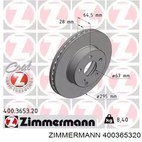 Disco do freio dianteiro Zimmermann 400365320 preço, a partir de 54,48 USD