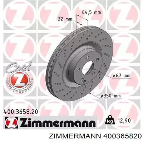 Disco do freio dianteiro Zimmermann 400365820 preço, a partir de 103,20 USD