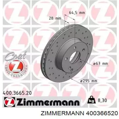 Disco do freio dianteiro Zimmermann 400366520 preço, a partir de 53,00 USD