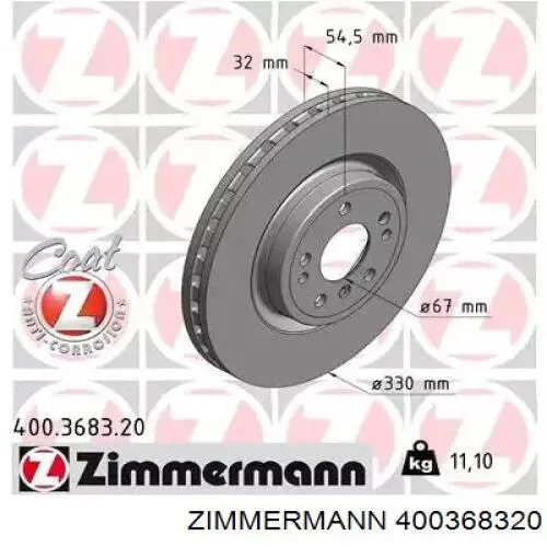 Disco do freio dianteiro Zimmermann 400368320 preço, a partir de 98,98 USD