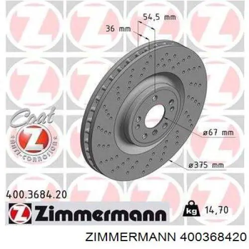 Compre 400368420 Zimmermann Disco do freio dianteiro