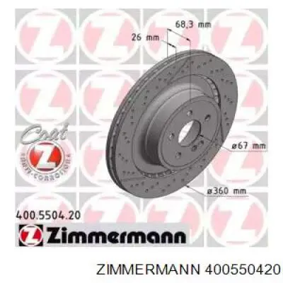 400550420 Zimmermann Disco do freio traseiro