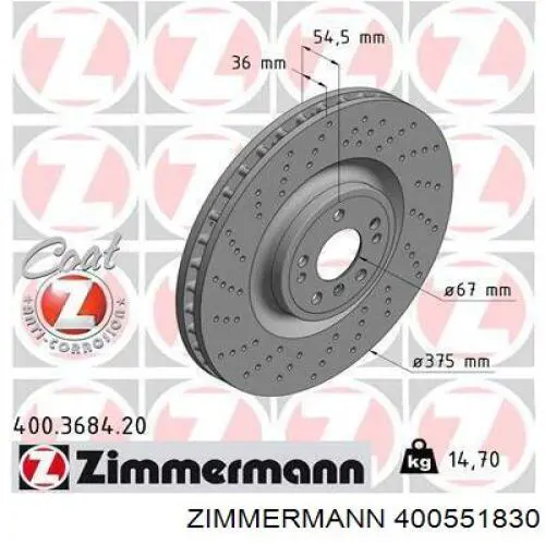 Compre 400551830 Zimmermann Disco do freio dianteiro
