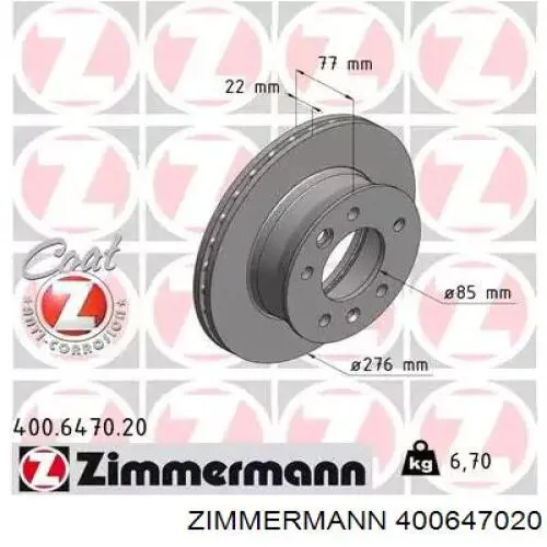 Disco do freio dianteiro Zimmermann 400647020 preço, a partir de 60,30 USD