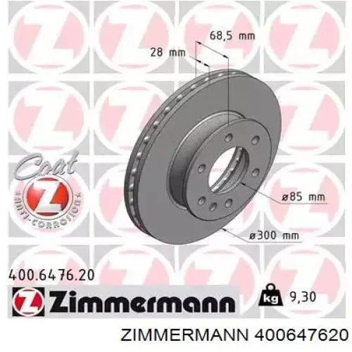 Disco do freio dianteiro Zimmermann 400647620 preço, a partir de 74,91 USD