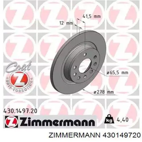Disco do freio traseiro Zimmermann 430149720 preço, a partir de 34,10 USD