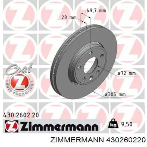 Compre 430260220 Zimmermann Disco do freio dianteiro