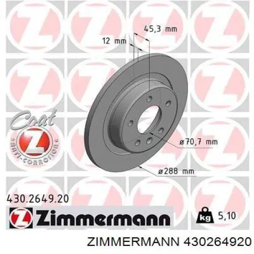 430264920 Zimmermann Disco do freio traseiro