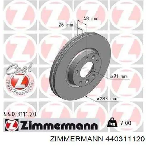 Disco do freio dianteiro Zimmermann 440311120 preço, a partir de 55,59 USD