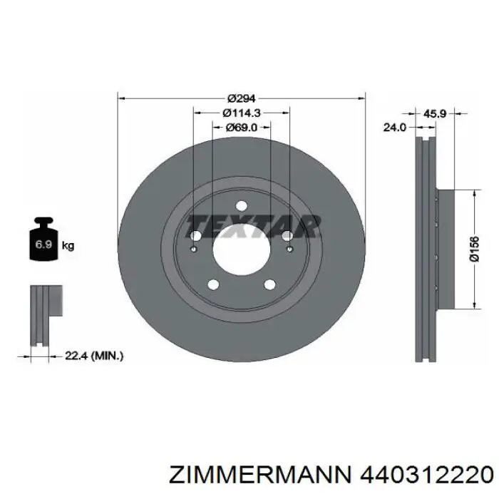 Compre 440312220 Zimmermann Disco do freio dianteiro