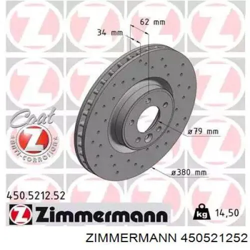 Disco do freio dianteiro Zimmermann 450521252 preço, a partir de 114,56 USD