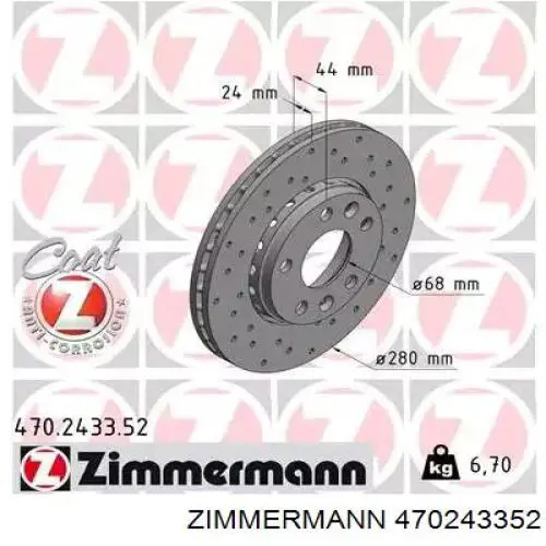 Disco do freio dianteiro Zimmermann 470243352 preço, a partir de 44,27 USD
