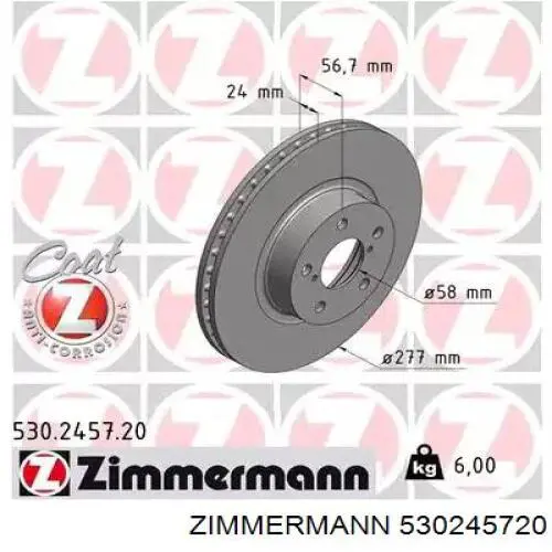 Disco do freio dianteiro Zimmermann 530245720 preço, a partir de 41,68 USD