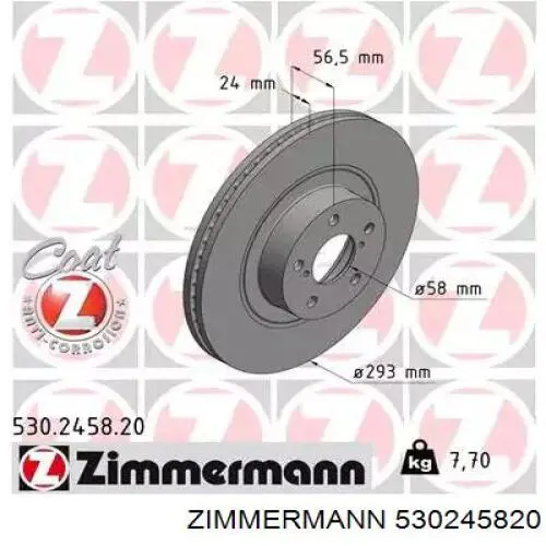Disco do freio dianteiro Zimmermann 530245820 preço, a partir de 60,92 USD