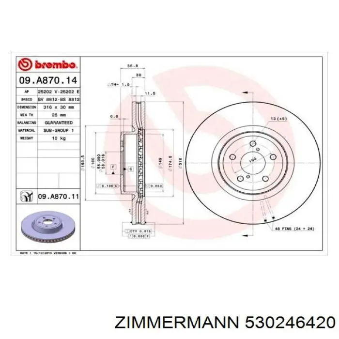 Compre 530246420 Zimmermann Disco do freio dianteiro