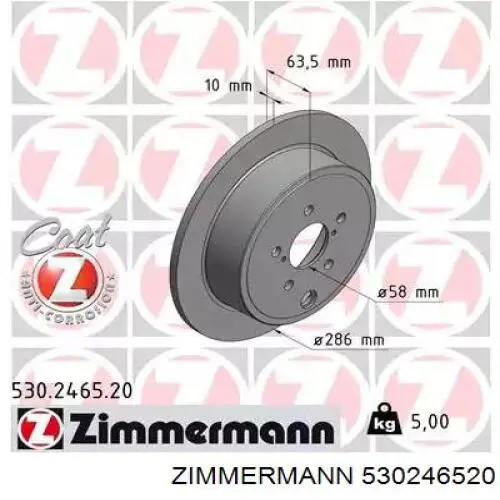 Disco do freio traseiro Zimmermann 530246520 preço, a partir de 65,05 USD