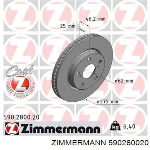 Disco do freio dianteiro Zimmermann 590280020 preço, a partir de 93,68 USD