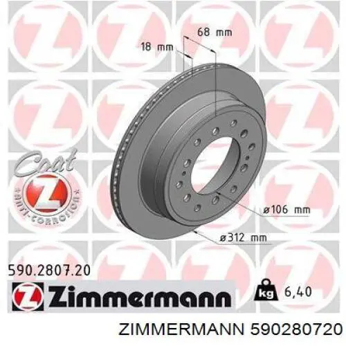 Disco do freio traseiro Zimmermann 590280720 preço, a partir de 54,48 USD