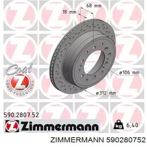 590280752 Zimmermann Disco do freio traseiro