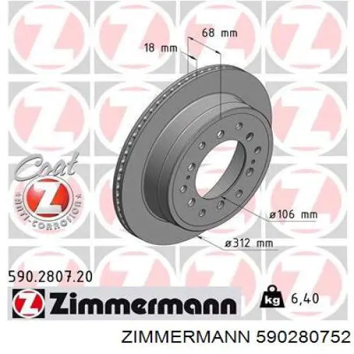 Disco do freio traseiro Zimmermann 590280752 preço, a partir de 54,58 USD