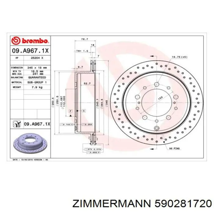 Disco do freio traseiro Zimmermann 590281720 preço, a partir de 95,68 USD