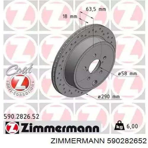 590282652 Zimmermann Disco do freio traseiro