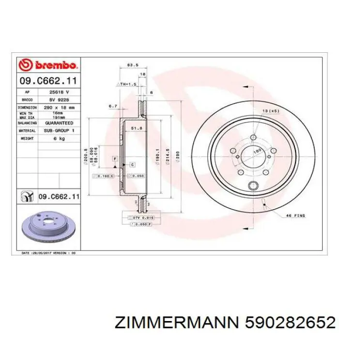 Disco do freio traseiro Zimmermann 590282652 preço, a partir de 58,92 USD