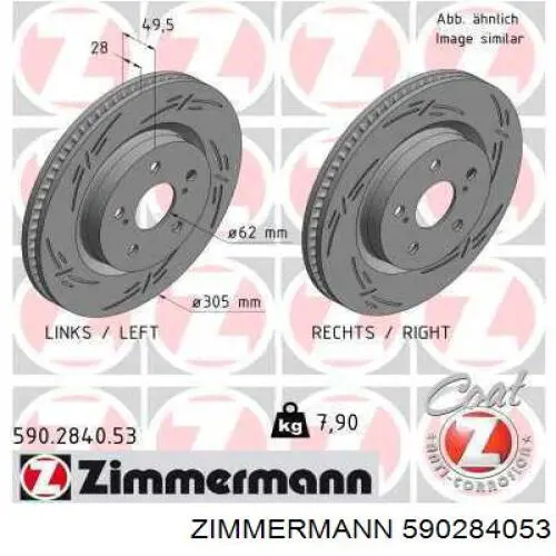 Disco do freio dianteiro Zimmermann 590284053 preço, a partir de 103,46 USD
