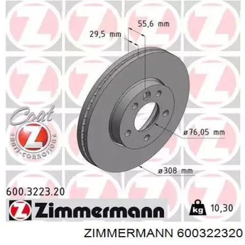 Disco do freio dianteiro Zimmermann 600322320 preço, a partir de 67,07 USD