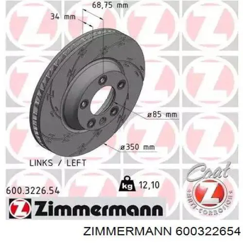 600322654 Zimmermann Disco do freio dianteiro