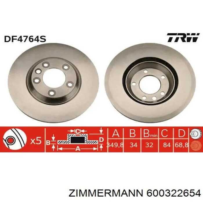 Compre 600322654 Zimmermann Disco do freio dianteiro