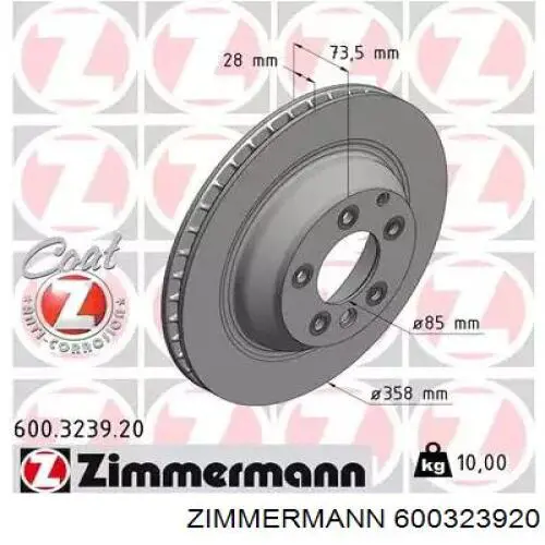 Disco do freio traseiro Zimmermann 600323920 preço, a partir de 118,48 USD