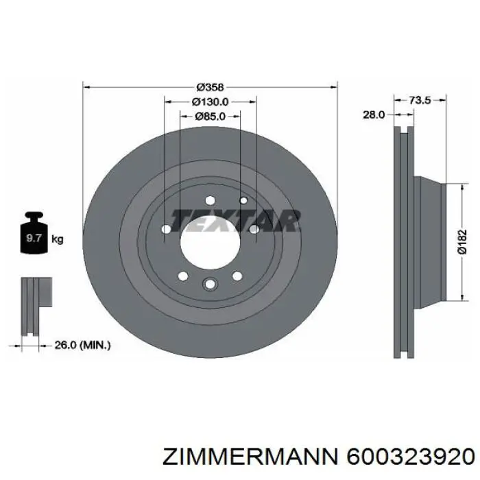 Compre 600323920 Zimmermann Disco do freio traseiro
