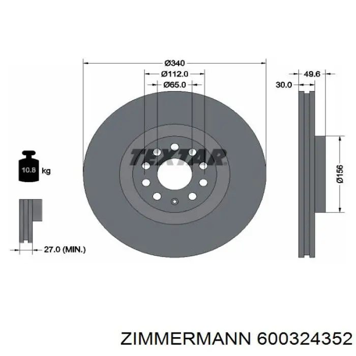 Compre 600324352 Zimmermann Disco do freio dianteiro