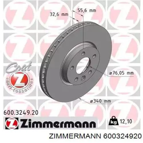 Disco do freio dianteiro Zimmermann 600324920 preço, a partir de 74,94 USD