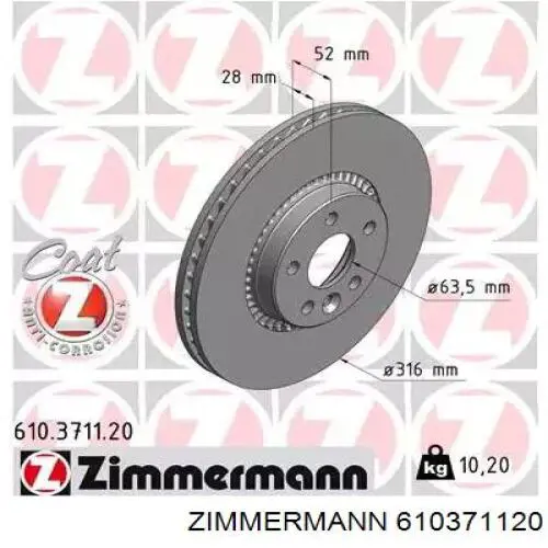 Disco do freio dianteiro Zimmermann 610371120 preço, a partir de 65,87 USD