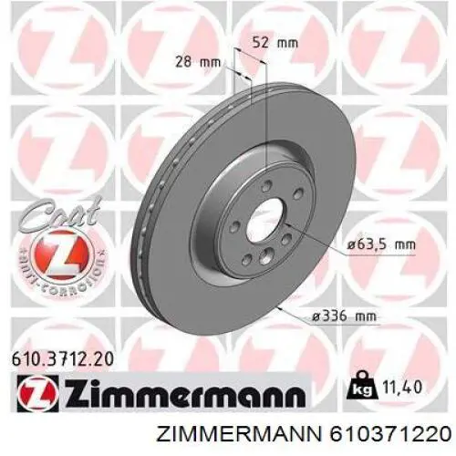 Disco do freio dianteiro Zimmermann 610371220 preço, a partir de 103,48 USD