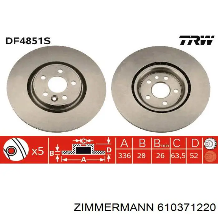 Compre 610371220 Zimmermann Disco do freio dianteiro