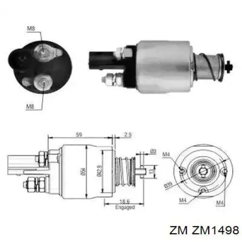 ZM1498 ZM Relê retrator do motor de arranco